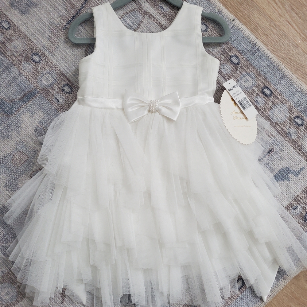 NWT American Princess Girls Ivory Pearl Special Occasion Dress sz2T